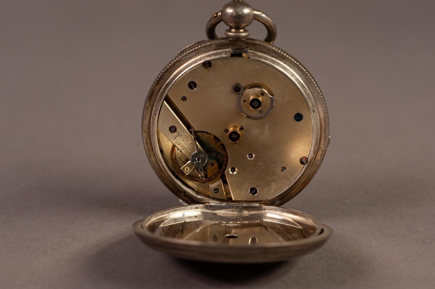 LARGE OPEN FACED POCKET WATCH with key wind movement, white Roman dial, having subsidiary seconds - Image 3 of 3