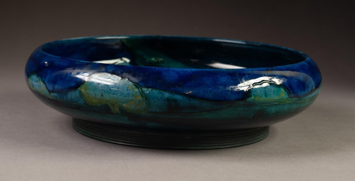 WILLIAM MOORCROFT POTTERY 'MOONLIT BLUE TREE LANDSCAPE' PATTERN SHALLOW BOWL, with inverted turn- - Image 9 of 9