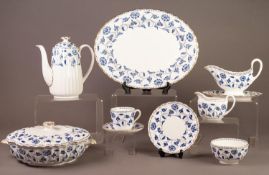 FIFTY NINE PIECE SPODE ?COLONEL BLUE? PATTERN CHINA DINNER AND COFFEE SERVICE FOR EIGHT PERSONS,