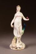 POSSIBLY SAMSOM OF PARIS, PSEUDO CHELSEA PORCELAIN FIGURE of Hera, wife of Zeus, modelled standing