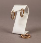 PAIR OF 9ct GOLD AND CUBIC ZIRCONIA SET HOOP EARRINGS and a single 9ct GOLD HOOP EARRING, 5.5gms