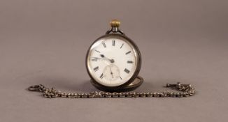 HAM & HUDDY, LISKEARD, EDWARDIAN SILVER OPEN FACED POCKET WATCH with keyless movement, Birmingham