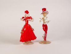 TWO MURANO GLASS LAMPWORK FIGURES, of a man and a woman, 10 1/4" (26cm) high (2)