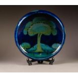 WILLIAM MOORCROFT POTTERY 'MOONLIT BLUE TREE LANDSCAPE' PATTERN SHALLOW BOWL, with inverted turn-