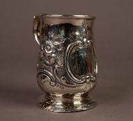 GEORGE III SILVER TANKARD BY SAMUEL GODBEHERE & EDWARD WIGAN, of slightly waisted, footed form