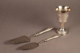 CONTINENTAL SILVER COLOURED METAL (825 MARK) GOBLET, of part fluted form with embossed flower head