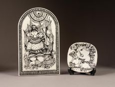 BJORN WIINBLAD FOR ROSENTHAL, ?NORDEN? BLACK AND WHITE PORCELAIN WALL PLAQUE FROM THE FOUR WINDS