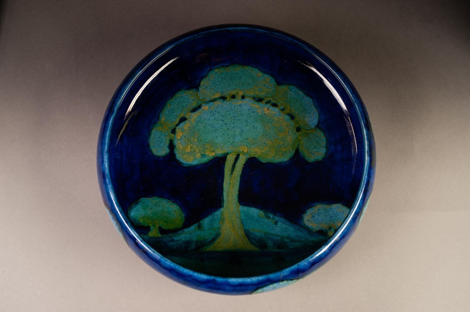 WILLIAM MOORCROFT POTTERY 'MOONLIT BLUE TREE LANDSCAPE' PATTERN SHALLOW BOWL, with inverted turn- - Image 7 of 9