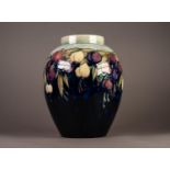 WILLIAM MOORCROFT ?WISTERIA? PATTERN LARGE TUBE LINED POTTERY VASE, of ovoid form with short,