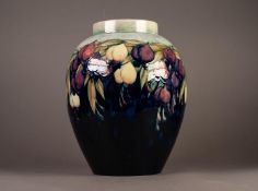 WILLIAM MOORCROFT ?WISTERIA? PATTERN LARGE TUBE LINED POTTERY VASE, of ovoid form with short,