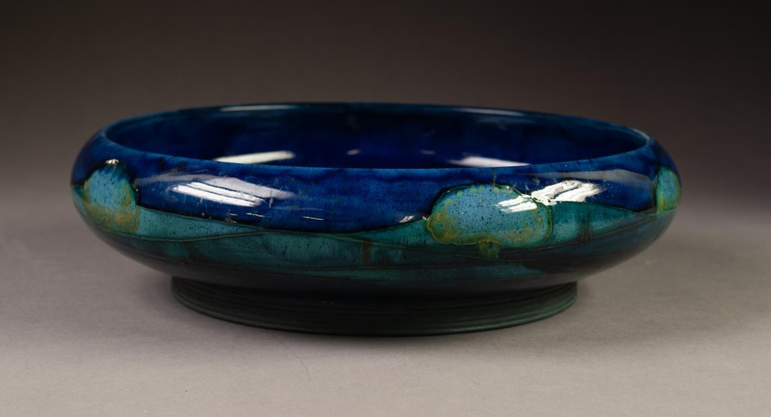WILLIAM MOORCROFT POTTERY 'MOONLIT BLUE TREE LANDSCAPE' PATTERN SHALLOW BOWL, with inverted turn- - Image 8 of 9