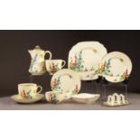 TEN PIECE CROWN STAFFORDSHIRE PART TETE A TETE TEA SET, printed and painted with butterflies in