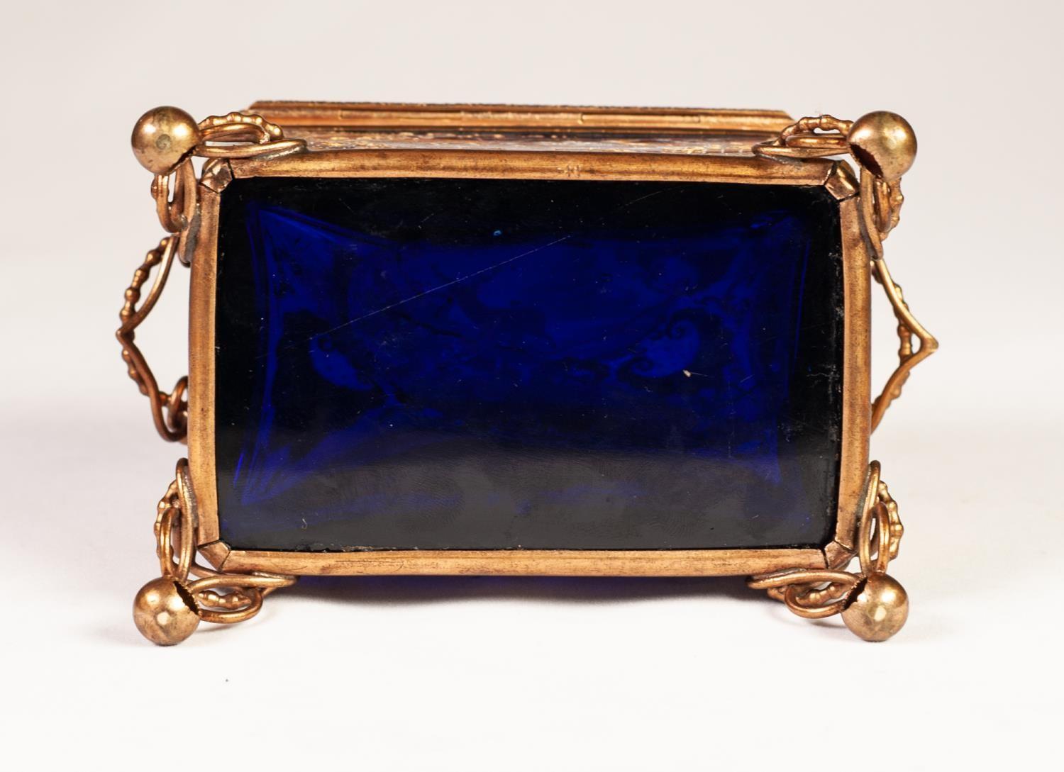 MOSER STYLE LATE NINETEENTH CENTURY ENAMELLED AND GILT METAL MOUNTED COBALT BLUE GLASS CASKET, of - Image 10 of 10