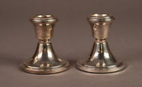 MODERN PAIR OF WEIGHTED SILVER CANDLE HOLDERS, of typical form, Birmingham 1981, 4.5oz gross, (2)