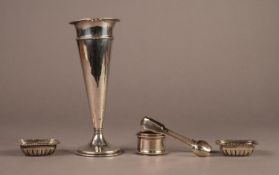 WEIGHTED SILVER TRUMPET VASE, of typical form, monogrammed, 7 ½? (19cm) high, Chester Assay mark,