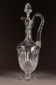 SAINT-LOUIS CUT GLASS ?TOMMY PATTERN? PEDESTAL EWER AND STOPPER, of typical form with high scroll