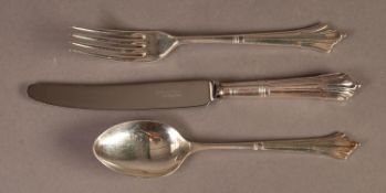 THIRTY FOUR PIECE ELECTROPLATED PART TABLE SERVICE OF ?ALBANY? PATTERN CUTLERY, originally for