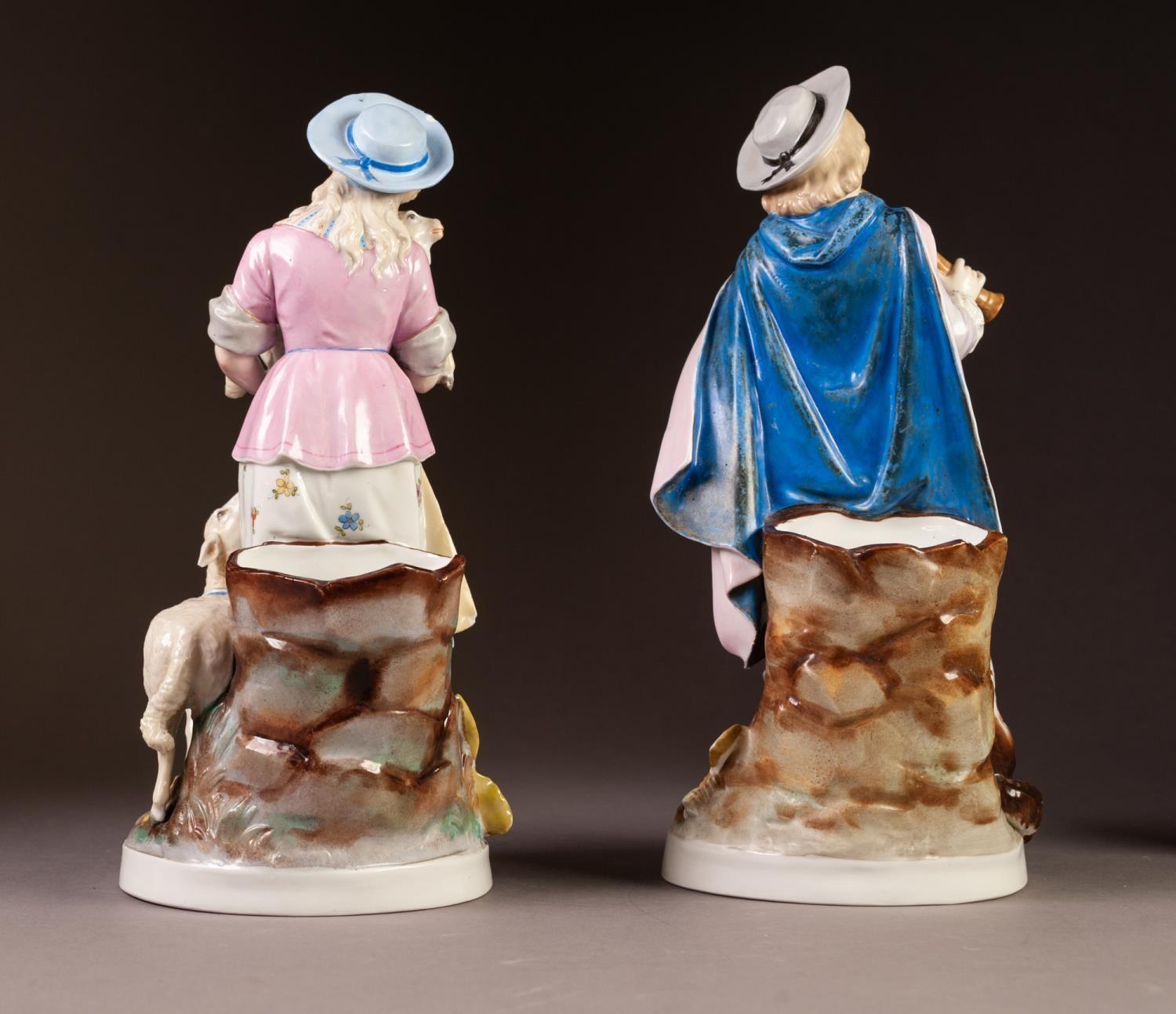 A PAIR OF LATE NINETEENTH CENTURY GERMAN (CONTA AND BOEHME - POSSNECK) PORCELAIN FIGURES of fanciful - Image 2 of 3