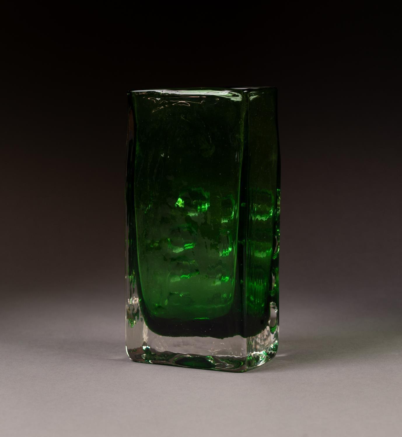 GEOFFREY BAXTER FOR WHITEFRIARS GLASS, ?MOBILE PHONE? MOULDED GLASS VASE IN MEADOW GREEN, mould - Image 3 of 4