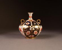 EARLY TWENTIETH CENTURY JAPAN PATTERN ROYAL CROWN DERBY CHINA TWO HANDLED VASE, of orbicular for