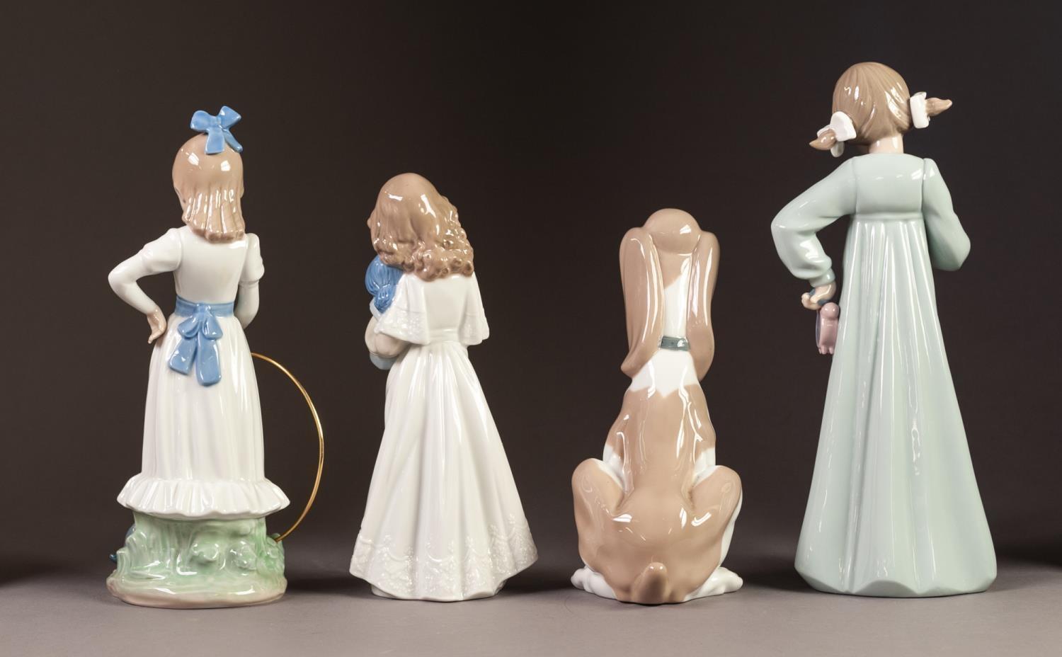 FOUR NAO PORCELAIN FIGURES, three modelled as young girls, one with a puppy at her feet, another - Image 2 of 2