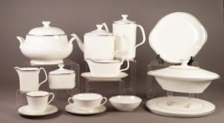 SEVENTY TWO PIECE ROYAL DOULTON PLATINUM CONCORD PART CHINA DINNER AND TEA SERVICE, comprising: NINE