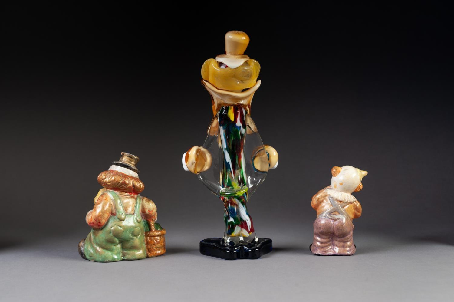 PAIR OF TWENTIETH CENTURY TINTED BISQUE FIGURES OF CLOWNS, 4 ¼? (10.8cm) high, together with a - Image 2 of 2