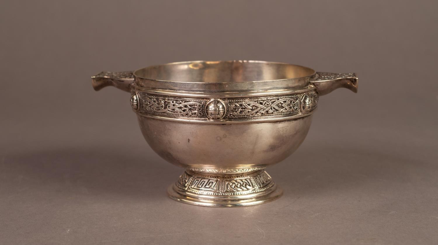 GEORGE V IRISH SILVER QUAICH OF HEAVY GAUGE, Retailed by John Hall & Co, Manchester, of typical form