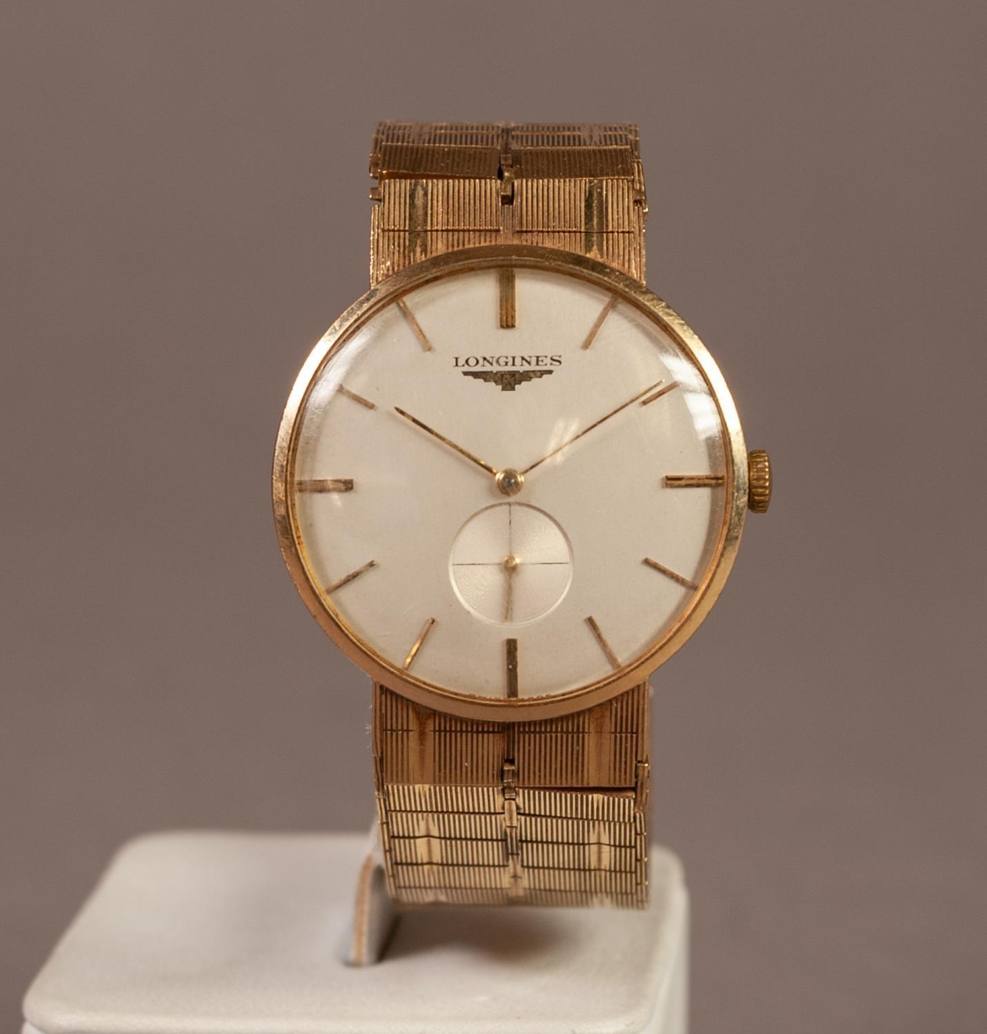 GENT'S LONGINES, SWISS, 9ct GOLD WRISTWATCH with mechanical movement, circular silvered dial with - Image 2 of 3