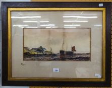 PAIR OF LATE VICTORIAN WATERCOLOURS, BEACH SCENES WITH FISHING BOATS (2)