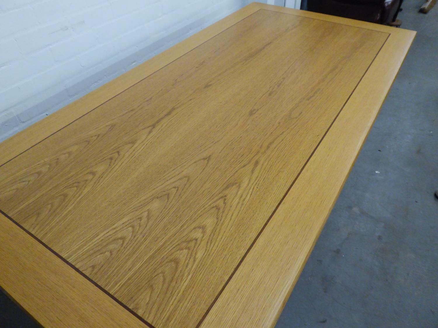 ART DECO STYLE LIGHTWOOD DINING TABLE, RAISED ON FOUR TAPERING LEGS - Image 2 of 3