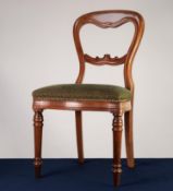 SET OF FOUR VICTORIAN STYLE MODERN REPRODUCTION MAHOGANY BALLOON BACK SINGLE DINING CHAIRS, each