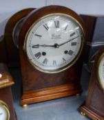 COMITTI, LONDON, 8 DAYS MANTEL CLOCK, STRIKING ON A BELL, WITH CIRCULAR SILVERED ROMAN DIAL, IN