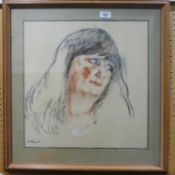 HENRY RICHARD BIRD (1909-2000) MIXED MEDIA Portrait of a lady Signed lower left 17" x 17" (43 x