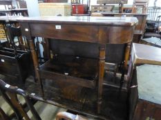 NINETEENTH CENTURY MAHOGANY FLAP-TOP TABLE, ON TURNED TAPERING LEGS (A.F.)