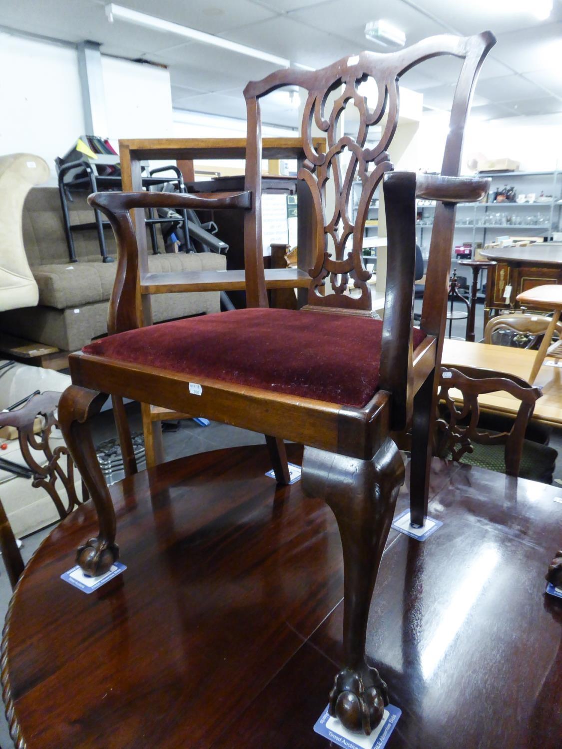 SET OF EIGHT MAHOGANY DINING CHAIRS, OF CHIPPENDALE DESIGN WITH PIERCED SPLAT BACKS, DROP IN SEATS - Image 2 of 2