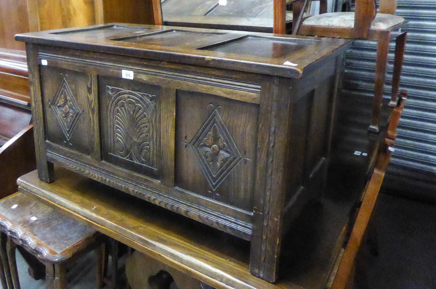 A TRIPLE DOOR FLAME MAHOGANY WARDROBE, ALSO A SMALL MODERN YEWTREE CABINET, A NEST OF THREE GLASS