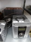 A PURE DMX-25 DAB STEREO RADIO WITH A PAIR OF SPEAKERS
