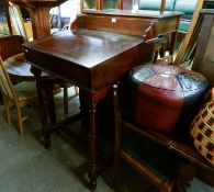 A LATE VICTORIAN MAHOGANY TALL CLERKS DESK, WITH SLOPING LIFT UP TOP