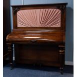 JOHN ALVEY TURNER, LONDON, MID NINETEENTH CENTURY ROSEWOOD UPRIGHT PIANOFORTE, the hinged oblong top