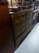 GEORGE III MAHOGANY CHEST OF TWO SHORT AND THREE GRADUATED LONG DRAWERS, TWO CONCEALED DRAWERS IN