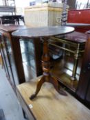 VICTORIAN MAHOGANY TRIPOD OCCASIONAL TABLE WITH LATER PINE TOP
