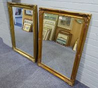 A MODERN GILT FRAMED BEVELLED WALL MIRROR AND ANOTHER (2)