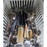 A SILVER NAPKIN RING AND MISC TABLE CUTLERY