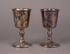 FIVE PIECES OF ELECTROPLATE, comprising: PAIR OF GOBLETS, 5? (12.7cm) high, HEAVY STYLISED BIRD