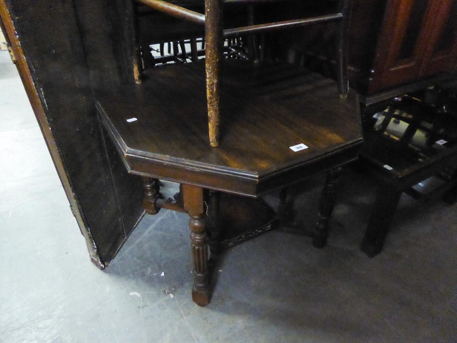 AN EDWARDIAN MAHOGANY OCTAGONAL CENTRE TABLE (CUT DOWN)