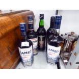 THREE BOTTLES OF 'LAMBS' NAVY RUM, BOTTLE OF MULLED WINE AND BOTTLE OF GINGER MULLED WINE  (5)