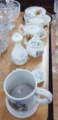 THREE PIECES OF AYNSLEY CHINA ROYAL COMMEMORATIVE ITEMS AND AN AYNSLEY 'PEMBROKE' JAR AND COVER,