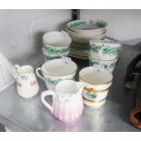 A LATE VICTORIAN 19 PIECE PORCELAIN TEASET AND THREE OTHER OLD PIECES OF CHINA