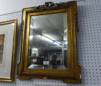 VICTORIAN OBLONG BEVELLED EDGE WALL MIRROR, IN GILT GESSO CAVETTO FRAME WITH WIRED GESSO FLORAL